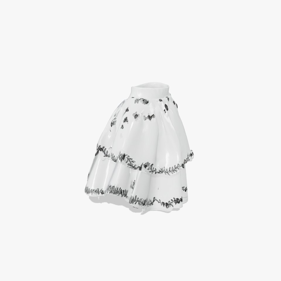 Elegant Layered Skirt Model Pack with Floral Embroidery